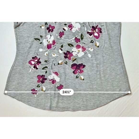 Terra & Sky Floral Graphic Gray Tunic Sweatshirt Minimalist Demure sz 0X (14W) - Picture 6 of 9